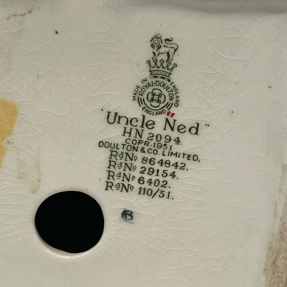 Vintage Royal Doulton 1951 Uncle Ned 7" Figurine HN2094 Made in England - Picture 3 of 11